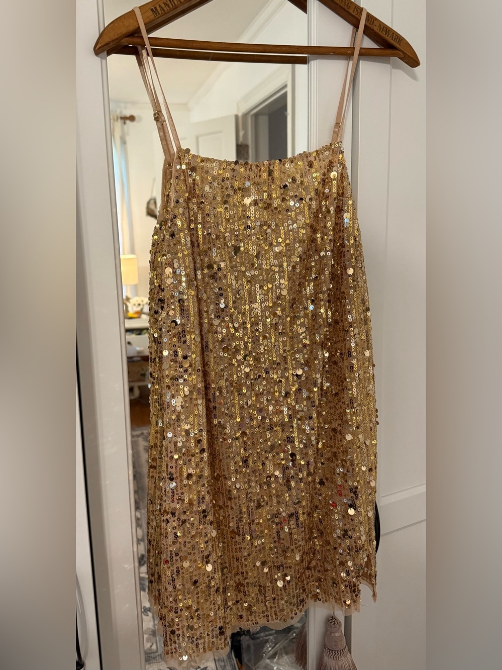 Free People Midnight Kiss Mini Slip in gold